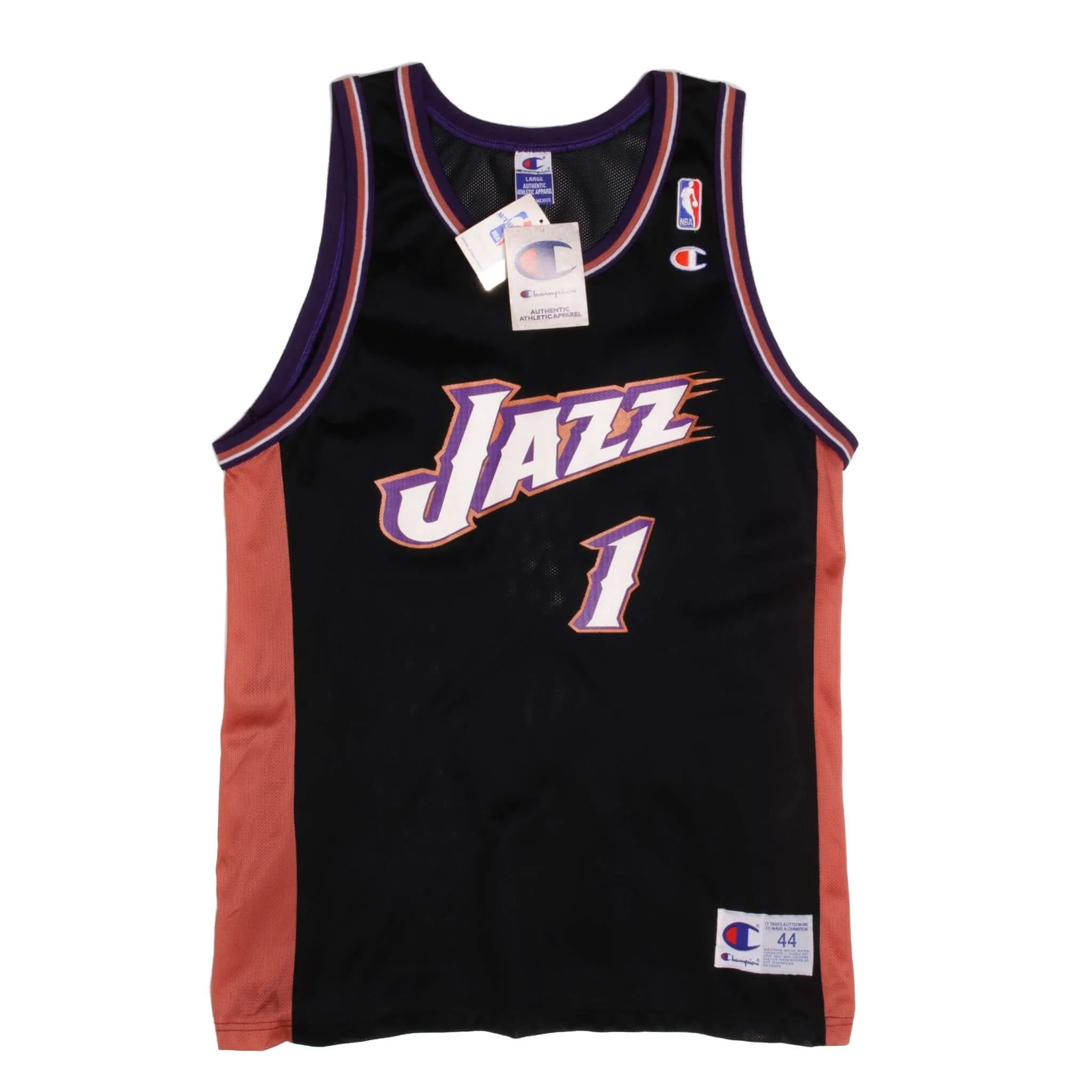 VINTAGE DEADSTOCK CHAMPION NBA UTAH JAZZ JERSEY 1990s SIZE 44 NOS