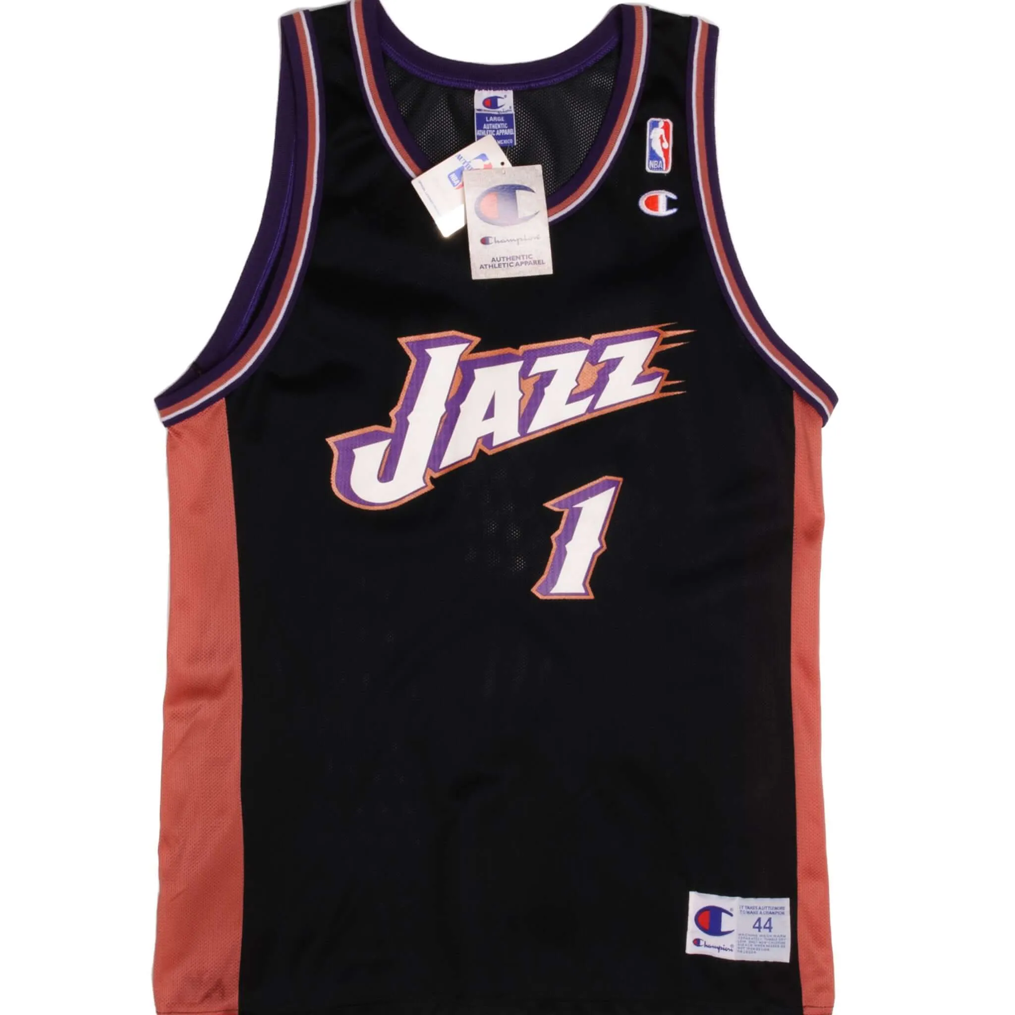 VINTAGE DEADSTOCK CHAMPION NBA UTAH JAZZ JERSEY 1990s SIZE 44 NOS